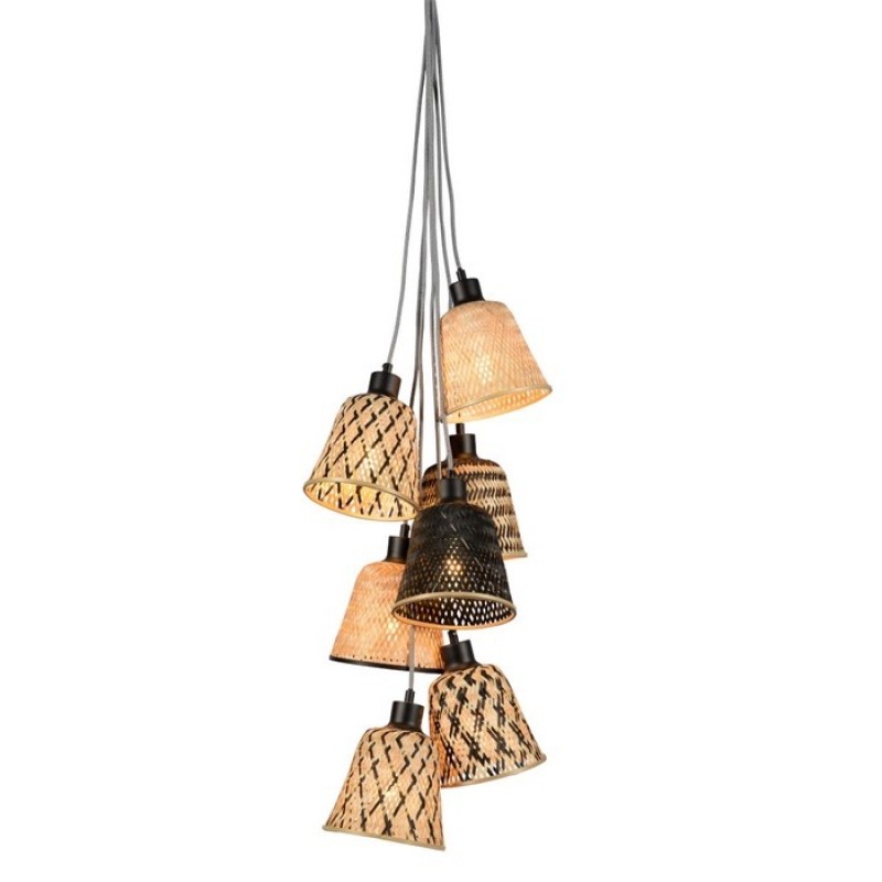 BAMBOO SHADE 7 MIX BLACK NATURAL - HANGING LAMPS